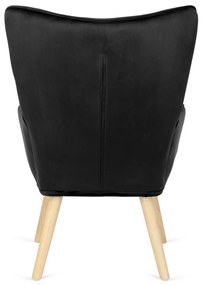 Füles Fotel Lábtartóval Fekete Bársony Kárpittal. LOZANO 2