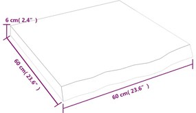 kezeletlen tömör tölgyfa fali polc 60x60x(2-6) cm