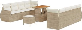 vidaXL Kerti Kanapé Szett tárolóval 11 pcs Bézs Poli rattan