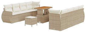 vidaXL Kerti Kanapé Szett tárolóval 11 pcs Bézs Poli rattan