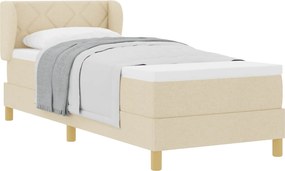 vidaXL Boxrugós ágy matracmal fejtámlával Krém 80 x 200 cm szövet