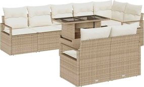 vidaXL Kerti Kanapé Szett párnával 9 pcs Beige és krém polirattan