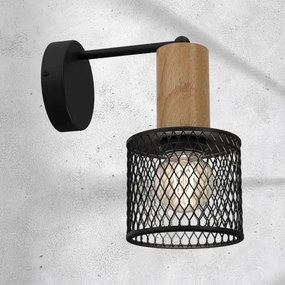 Fali lámpa SOBRESA 1xE27/60W/230V fekete/fa