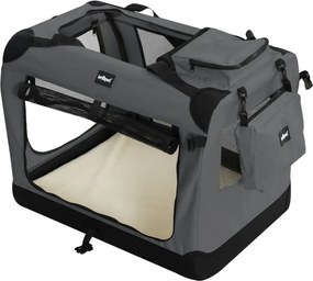 Leopet® Szállítódoboz kutyáknak S 49,5x34,5 x 35 cm antracit