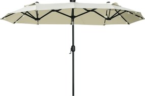 Outsunny Dupla Naposernyő, 295 x 219cm, LED Fényekkel Ellátott Naposernyő, Ovalis, Szélálló Kerti Napernyő, Masszív Piacernyő Állítható Dőlésszöggel,