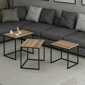 Evia Walnut tárolóasztal, 3 db