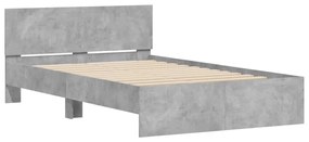 betonszürke ágykeret fejtámlával és LED-del 140x190 cm