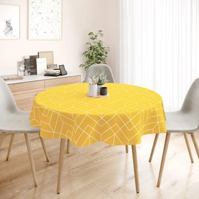 Goldea pamut asztalterítő - mozaik mintás, sárga alapon - kör alakú Ø 100 cm
