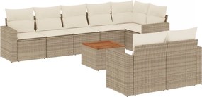 vidaXL 9 részes bézs polyrattan kerti ülőgarnitúra párnákkal
