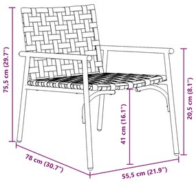 Kerti székek 2 db Fekete 79x56x73,5 cm Poly Rattan