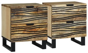 Éjjeli szekrények - 2 db, 40x33.5x46 cm, tömör mangófa és préselt fa