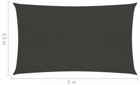 antracitszürke HDPE napvitorla 160 g/m² 3,5 x 5 m