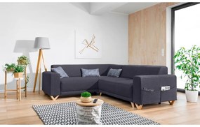 Antracitszürke kinyitható-tárolóhelyes sarokkanapé (bal oldali-L alakú) Classy Sophie – Miuform