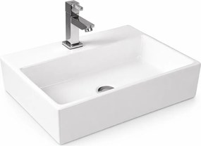 LEER || Pultra helyezhető mosdókagyló, kerámia, fehér, szögletes