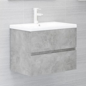 Betonszürke szerelt fa mosdószekrény 60 x 38,5 x 45 cm
