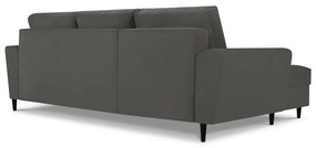 Sötétszürke kordbársony kinyitható tárolóhelyes sarokkanapé (bal oldali-heverő résszel) Kyoto – Cosmopolitan Design