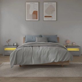 2 db szürke sonoma színű éjjeliszekrény LED-ekkel 60x35x40 cm