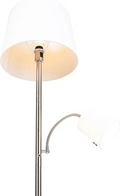 Okos állólámpa acélból fehér árnyékolóval, beleértve a Wifi A60-at és az E14-et - Retro