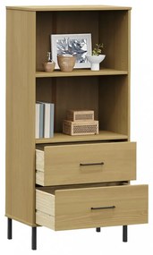 OSLO barna tömör fa könyvszekrény 2 fiókkal 60 x 35 x 128,5 cm
