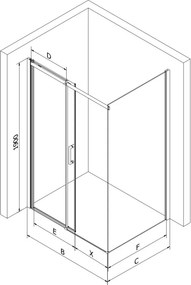 Mexen Omega tolóajtós zuhanykabin 120 x 90 cm, átlátszó, króm - 825-120-090-01-00