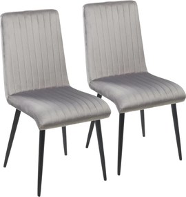 HOMCOM 2 db Kárpitozott, Velúr Hatású Szövet Étkezőszék, Konyhai Szék Acél Lábbal és Helytakarékos Kialakítással, 43x58x90 cm, Szürke és Fekete | Aoso
