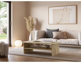 Natúr színű dohányzóasztal tölgyfa dekoros asztallappal 60x110 cm Daira – Marckeric