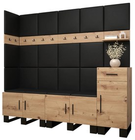Előszobabútor Amanda 9 (artisan tölgy + fekete öko-bőr). 1085937