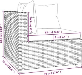 7 részes fekete polyrattan kerti ülőgarnitúra párnákkal