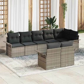 Kerti Kanapé Szett párnával tárolóval 8 pcs Szürke Poli rattan