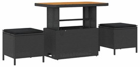 Kerti Kanapé Szett 9 pcs Fekete 90 x 55 x 71 cm polirattan