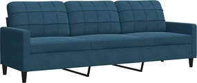 vidaXL 3 személyes kék bársony kanapé 210 cm