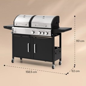 Kingsville 3.1, gáz + faszén kombinált grill, 10,9 kW, 3+1 égő, állítható magasság