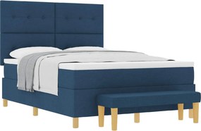 vidaXL Boxrugós ágy matracmal fejtámlával Kék 140 x 190 cm szövet