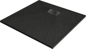 Mexen Hugo SMC négyzet alakú zuhanytálca 70 x 70 cm, fekete, fekete takarólap - 42707070-B