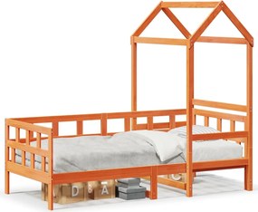 vidaXL viaszbarna tömör fenyőfa kanapéágy tetővel 80 x 200 cm