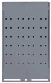 szürke acél kerekes tároló 2 szemeteskukához 138 x 79 x 117 cm