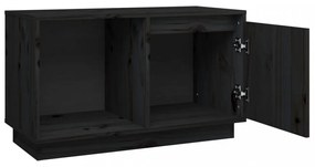 fekete tömör fenyőfa TV-szekrény 74x35x44 cm
