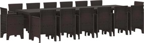 vidaXL Kert étkező szett 15 pcs Barna Polt rattan
