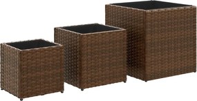 vidaXL 3 db barna polyrattan kerti ültetőláda