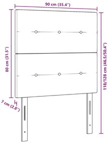 Fejtábla Gombos Tűzött Világosszürke 90 cm Bársony