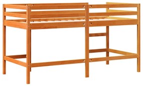 viaszbarna tömör fenyőfa gyerek galériaágy létrával 90 x 200 cm