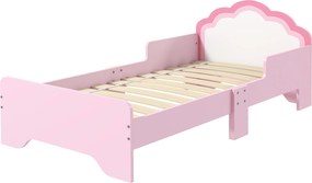 ZONEKIZ Gyermekágy 3-6 Éveseknek 143 x 74 x 55 cm Felhő Mintával - Rácsos Alap Tartozék, Modern Rózsaszín Szoba | Aosom