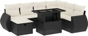 vidaXL 8 részes fekete polyrattan kerti ülőgarnitúra párnákkal
