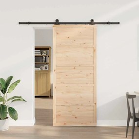 Csúszó ajtó Barna 100 x 208 cm Tömör fenyőfa