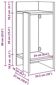 2 db fehér kisasztal polccal 25,5 x 27 x 60 cm