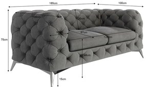 Szürke bársony kanapé 185 cm Chelsea – Ropez