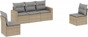vidaXL 5 részes bézs polyrattan kerti ülőgarnitúra párnákkal