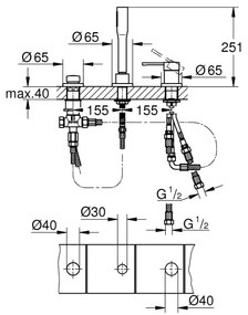 GROHE 19976001 - ESSENCE háromlyukú kádcsaptelep-kombináció, fényes króm