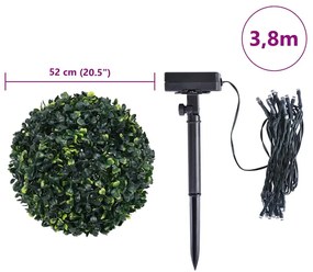 2 db zöld mesterséges boxwood gömbök LED fényekkel 52 cm