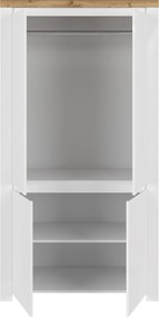 Szekrény 4D, fényes fehér/wotan tölgy, VILGO